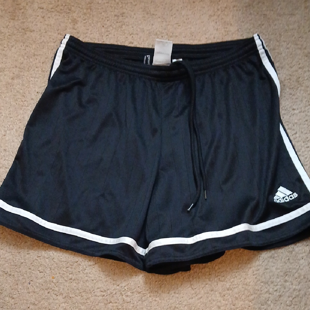 Adidas Men's Black and White Athletic Shorts